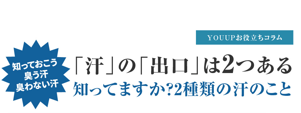 「臭う汗」「臭わない汗」汗の出口は2つあります